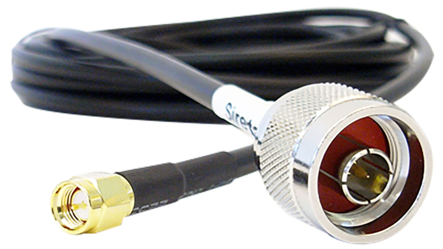Siretta RF LLC200A Koaxialkabel konfektioniert, 50 Ω, 10m, SMA / Typ N, Schwarz
