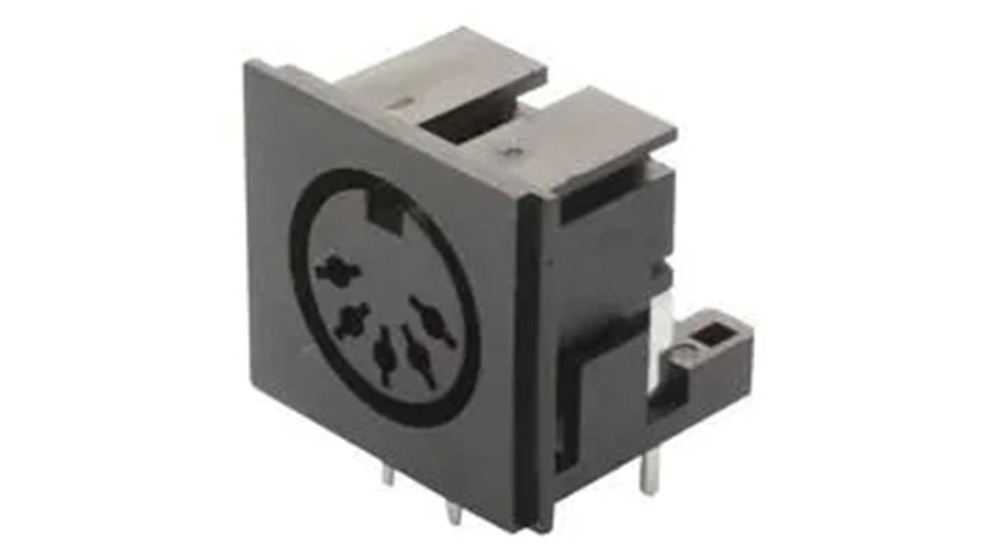Lumberg DIN插座, 标准, DIN 41524, 5触芯, PCB安装, 焊接端接, 直角