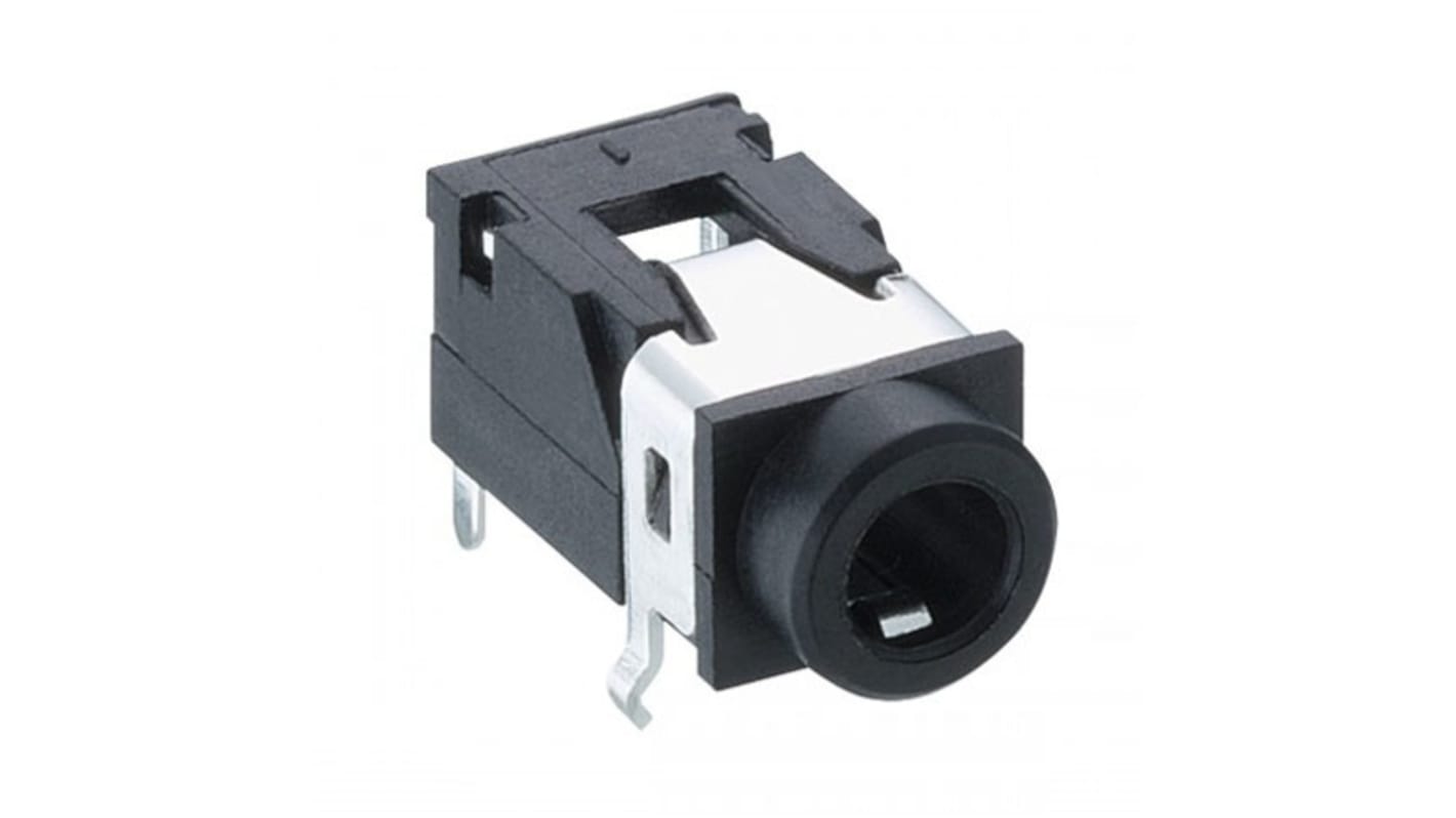 Lumberg, Retvinklet 3.5 mm Jack-konnektor, Stereo, Hun, 4Pol, 12 V dc, 1A, Printmontering