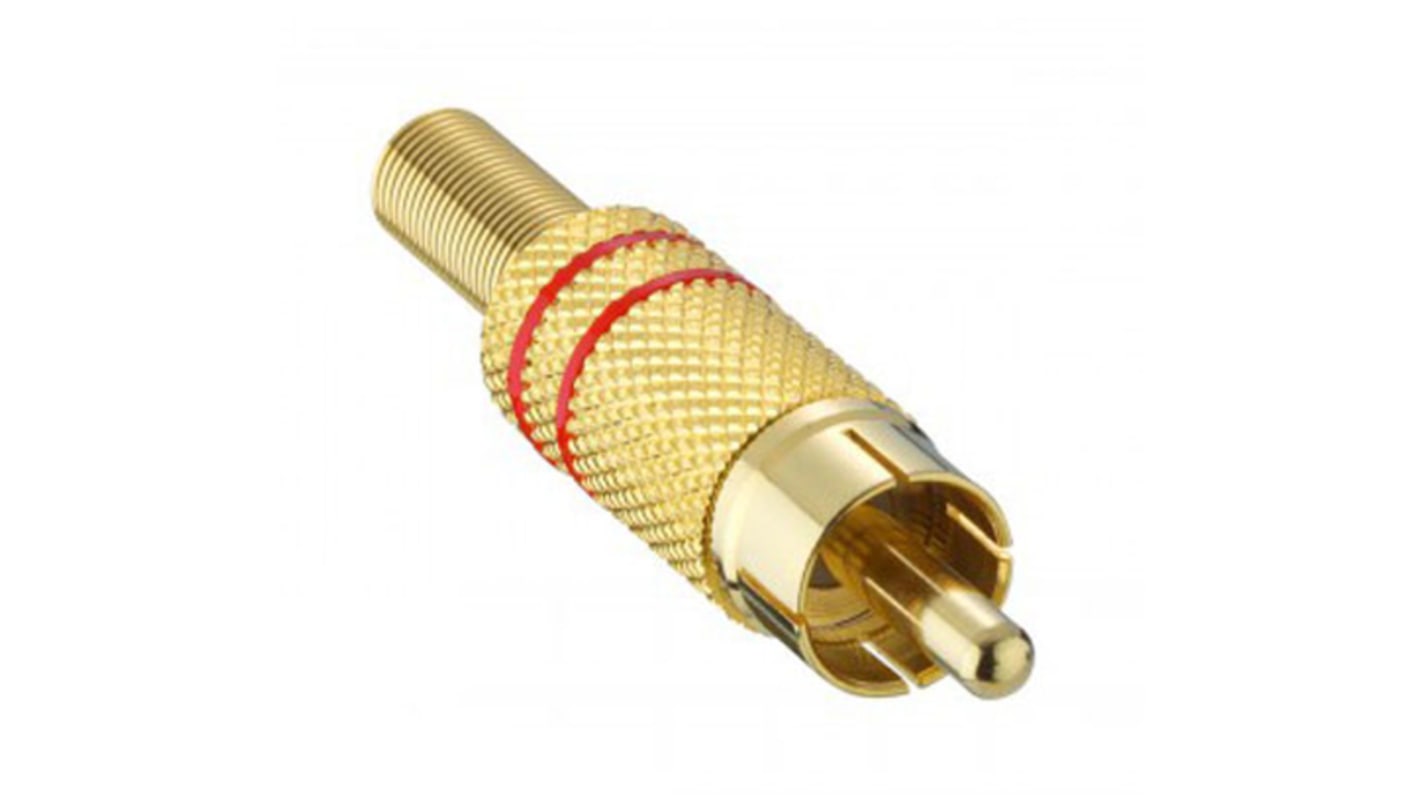 Lumberg Gold, Red RCA Plug, Gold, 5A