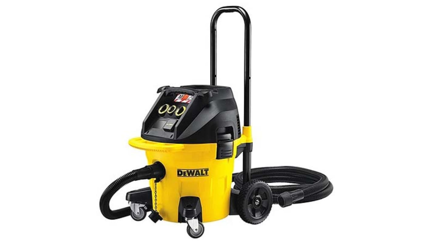 DeWALT DWV902M Cylinder Wet and Dry Vacuum Cleaner for Dust Extraction, 4.6m Cable, 240V ac, UK Plug