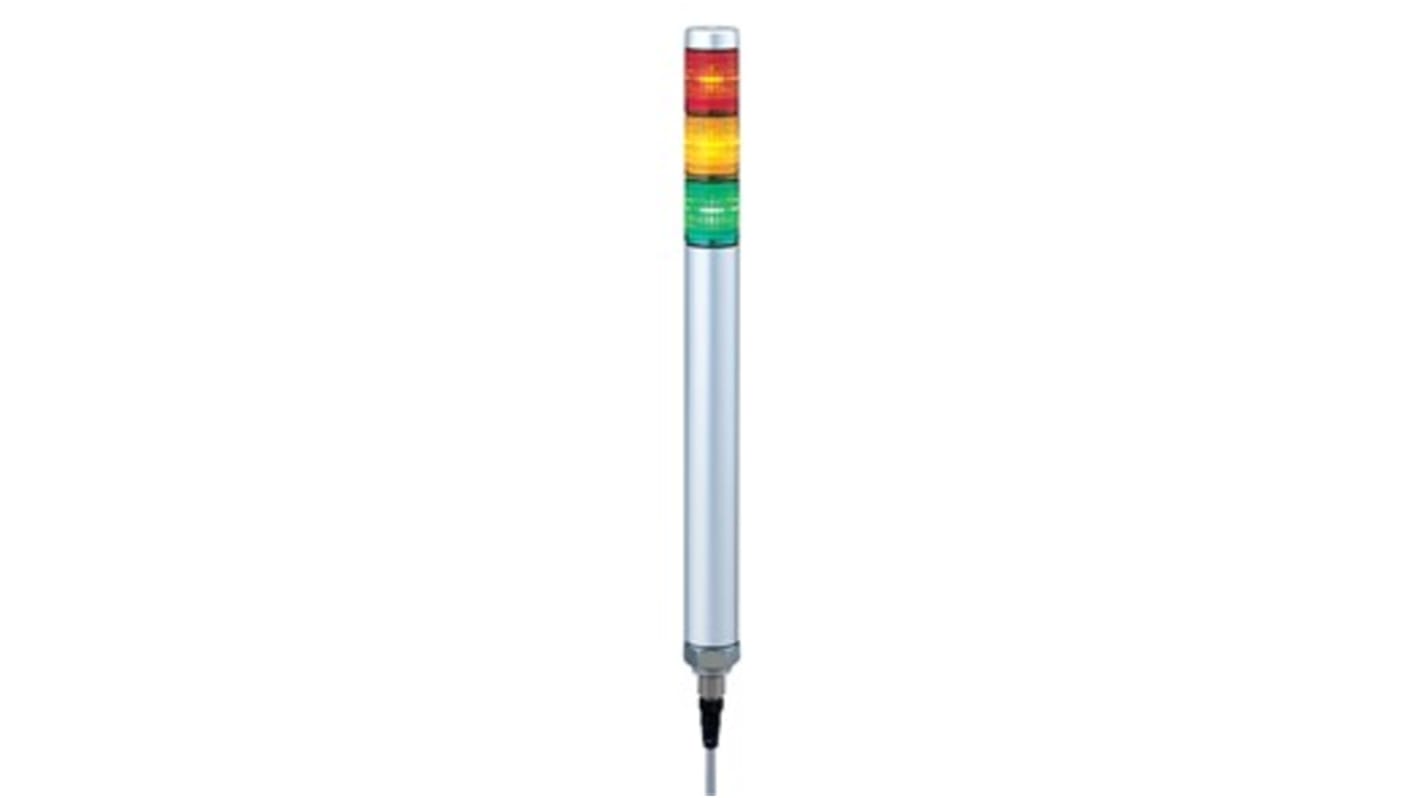 Columna de señalización Patlite MP, LED, con 3 elementos  de color, 24 V ac / dc