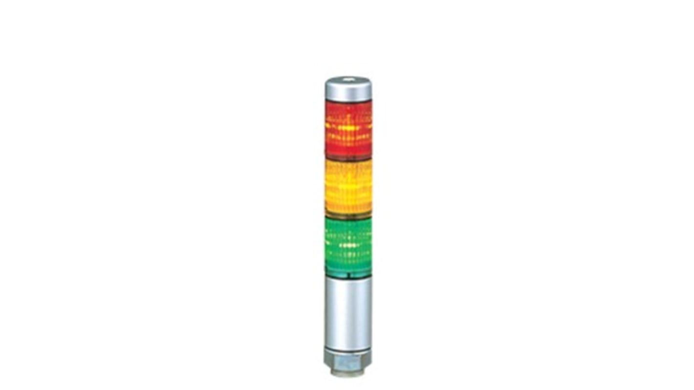 Patlite MPS Series Coloured Signal Tower, 3 Lights, 24 V ac/dc, Direct Mount