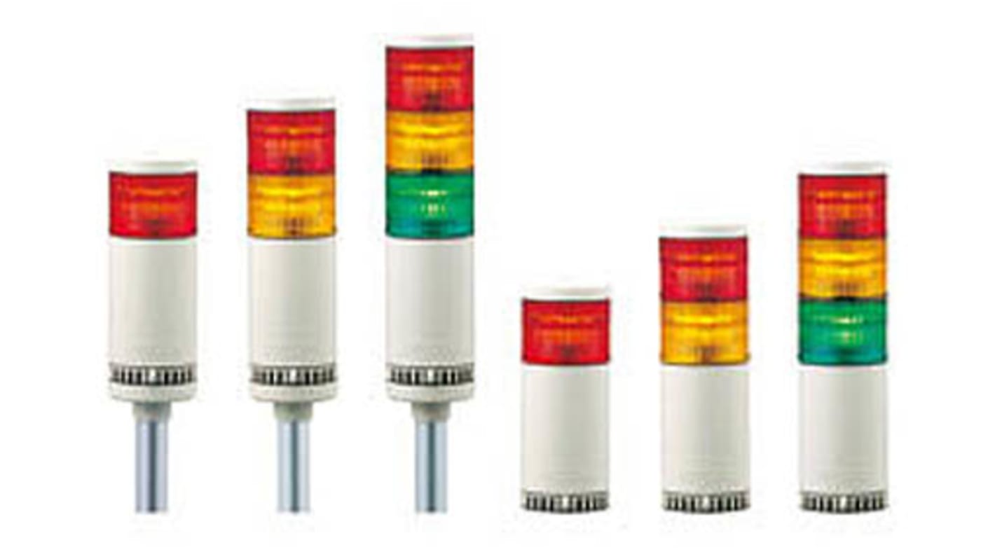 Patlite LMS Series Amber, Green, Red Signal Tower, 24 V ac/dc