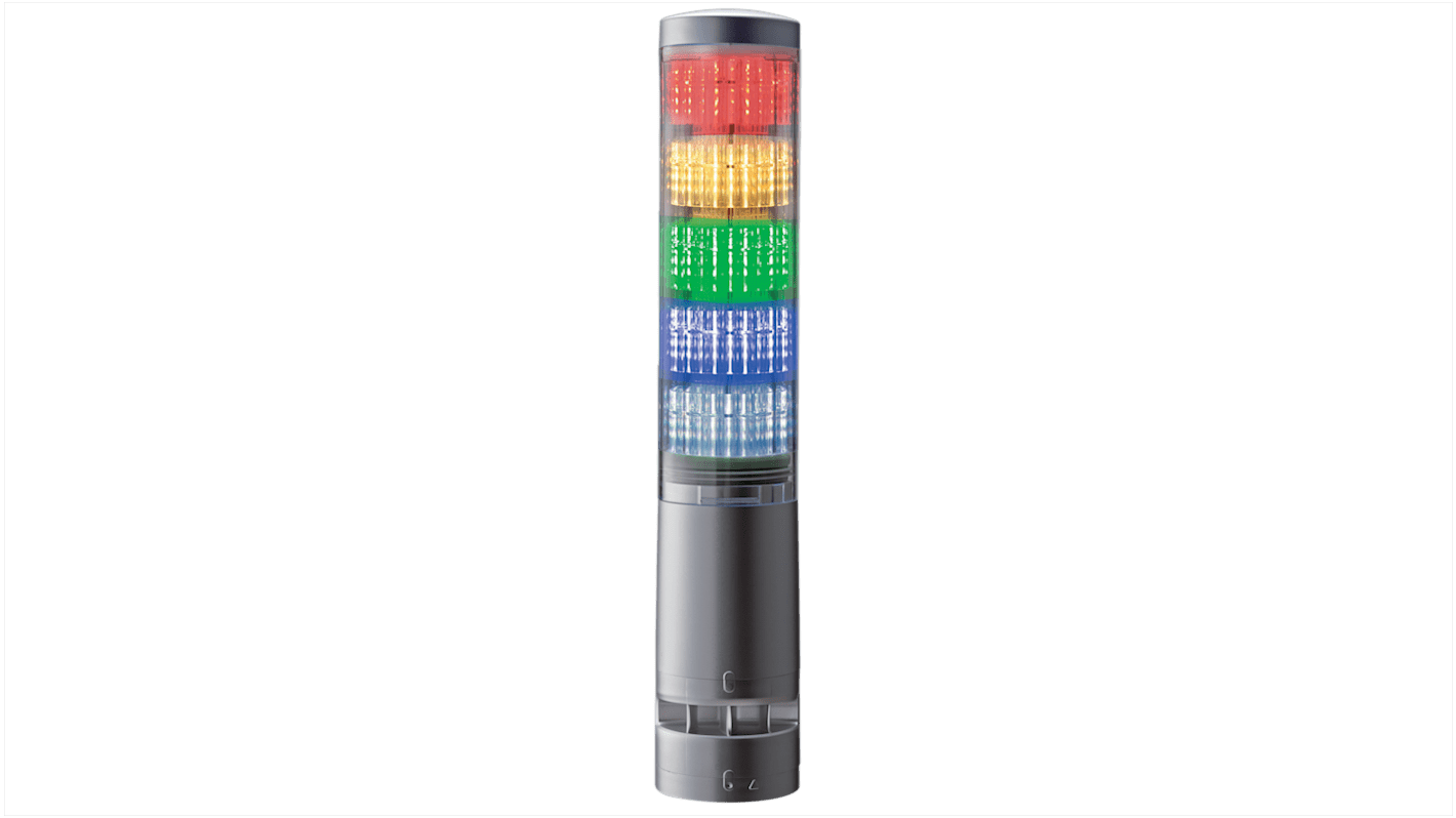 Patlite LA6 RGB-LED Signalturm 5-stufig Linse Klar LED RGB-mehrfarbig + Summer Verschiedene Lichteffekte 330mm
