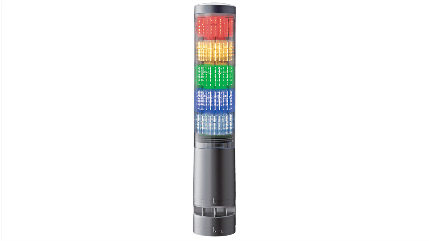 Columna de señalización Patlite LA6, LED RGB, con 5 elementos Transparente, 24 V dc