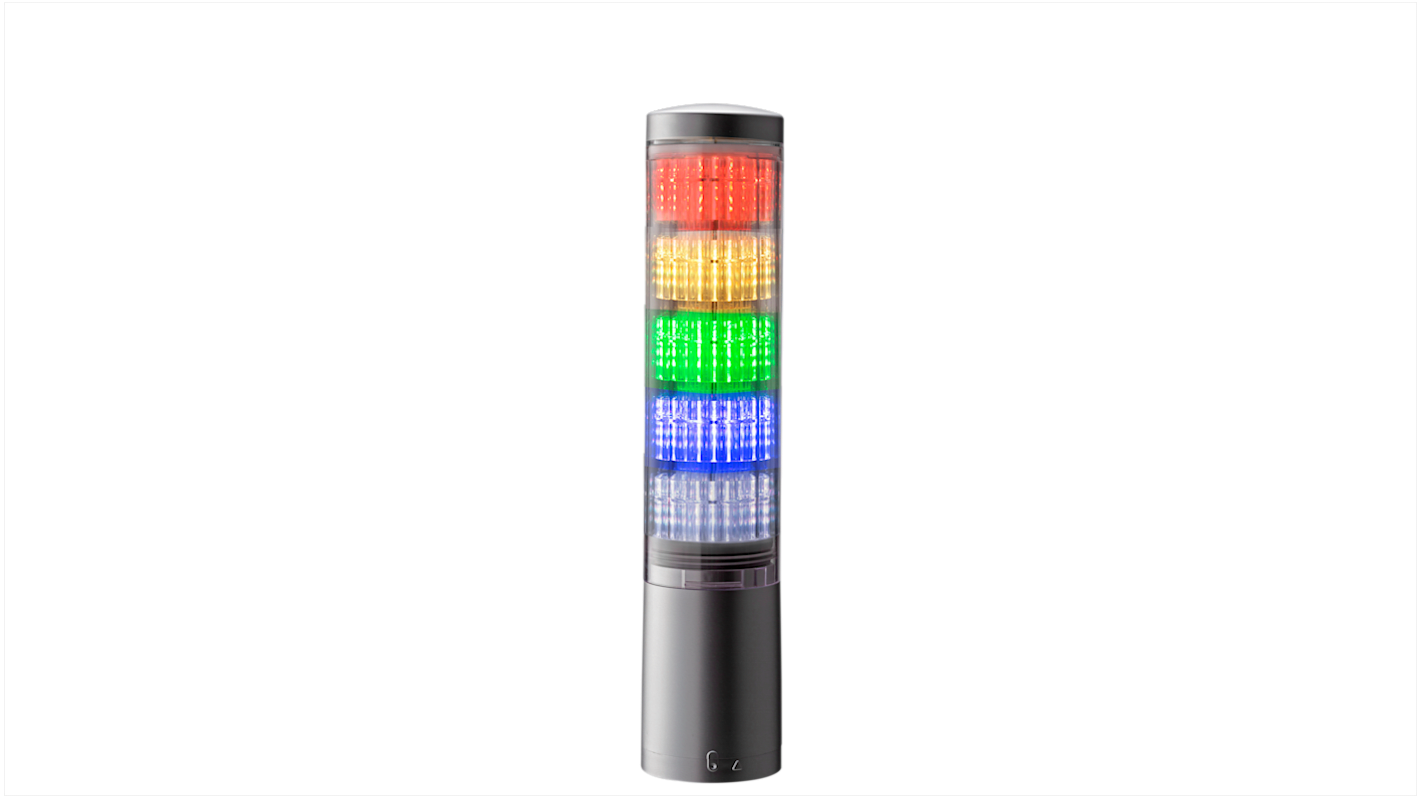 Patlite LA6 RGB-LED Signalturm 5-stufig Linse Klar LED RGB-mehrfarbig Verschiedene Lichteffekte 290mm Multifunktion
