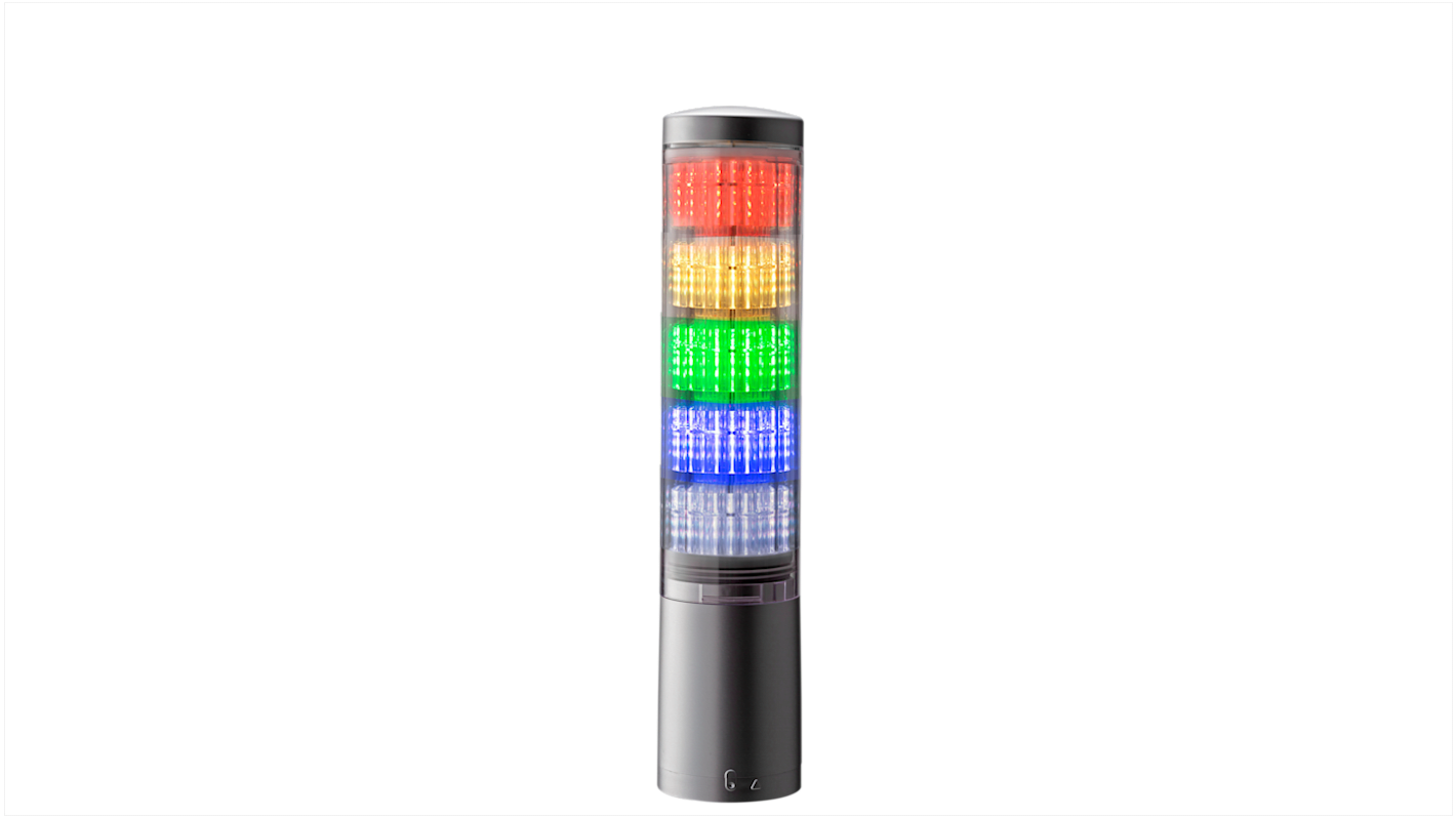 Columna de señalización Patlite LA6, LED RGB, con 5 elementos Transparente, 24 V dc