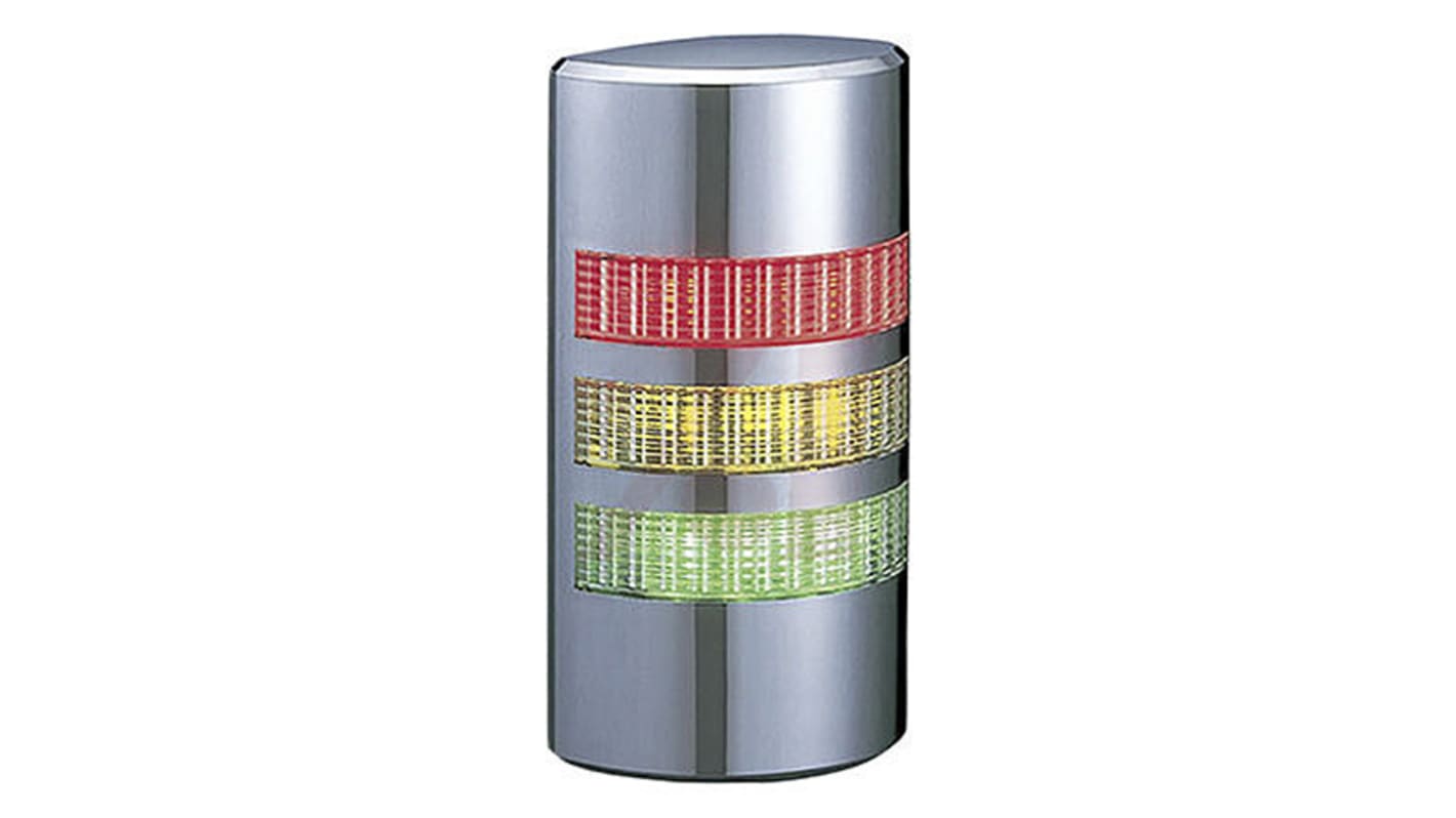 Rs-Online Torretta di segnalazione Patlite 24 V ca/cc LED 3 elementi lenti Trasparente con Cicalino