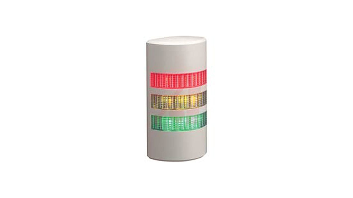 Patlite WEP LED Signalturm 3-stufig Linse Klar LED Rot/Gelb/Grün + Summer Blitz, Dauer 176mm Multifunktion