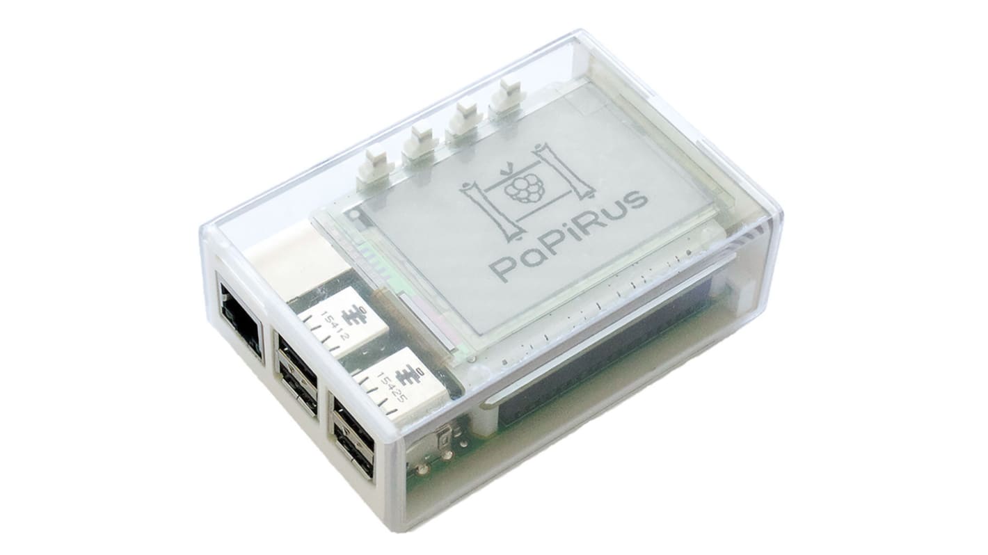 Pi Supply Case for use with PaPiRus HAT and Raspberry Pi Board in Transparent