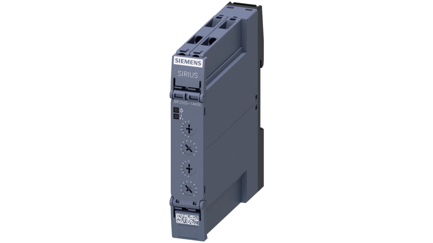 Siemens 3RP25 Series DIN Rail Mount Timer Relay, 12 → 240V ac/dc, 1-Contact, 0.05 s → 100h, 1-Function,