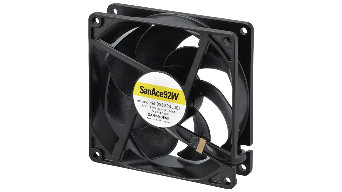 Sanyo Denki San Ace 9WL Series Axial Fan, 24 V dc, DC Operation, 132m³/h, 5.04W, 210mA Max, IP68, 92 x 92 x 25mm