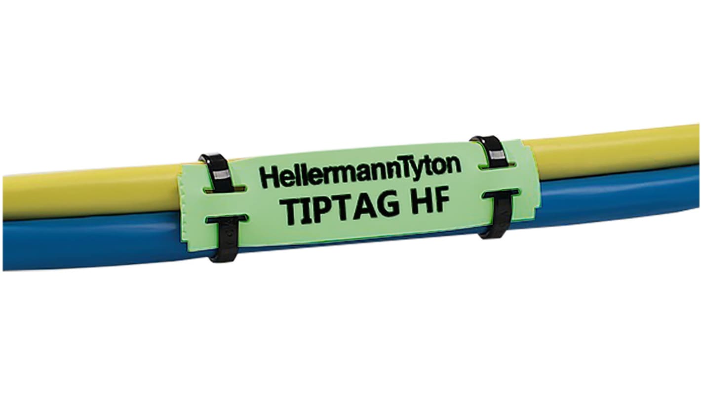 HellermannTyton TIPTAG Green Cable Labels, 65mm Width, 11mm Height, 190 Qty