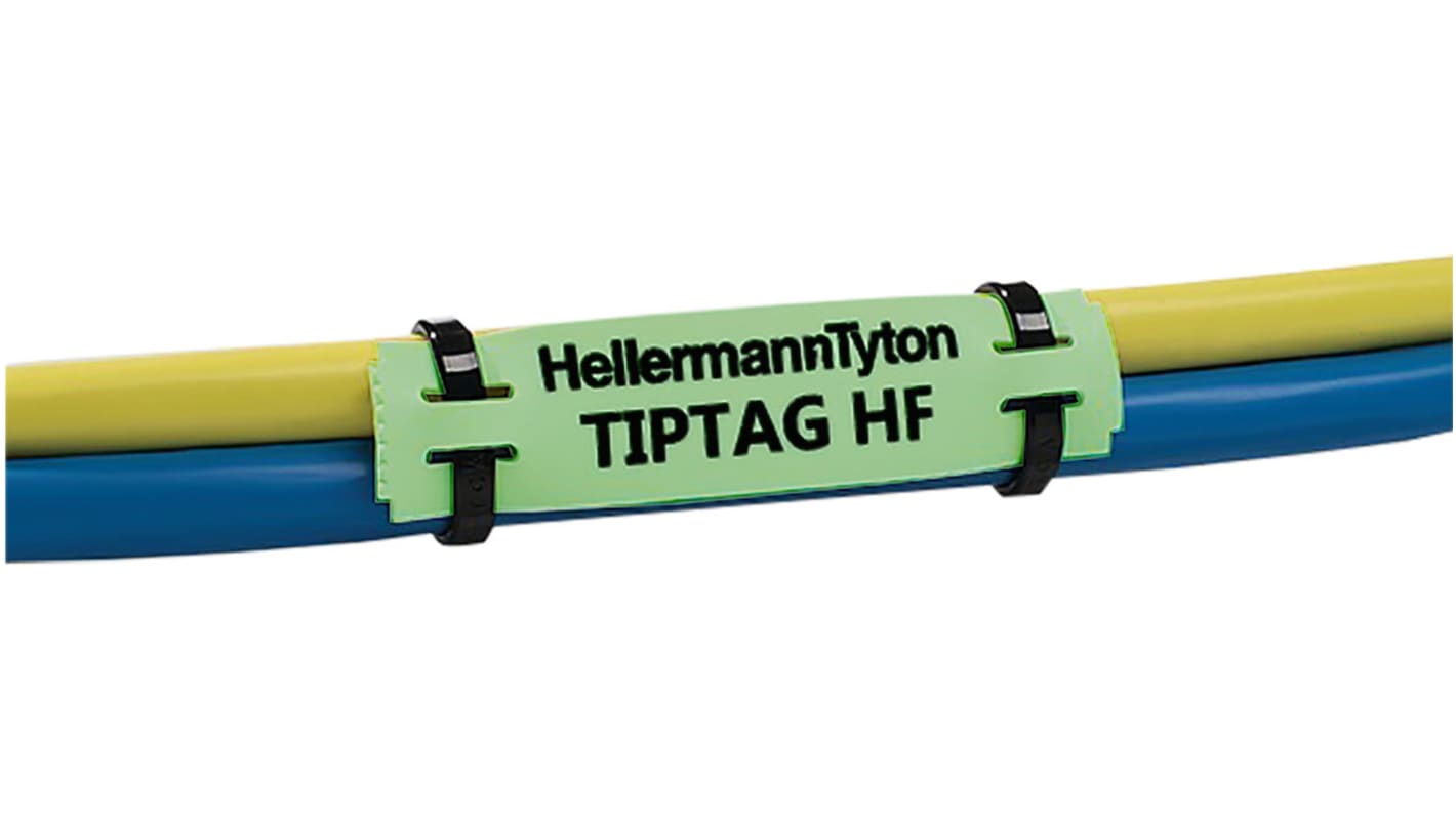 Marcador de cable HellermannTyton, Verde, Abrazadera de montaje, Paquete de 190, Longitud 65mm, Anchura 11 mm, "TIPTAG