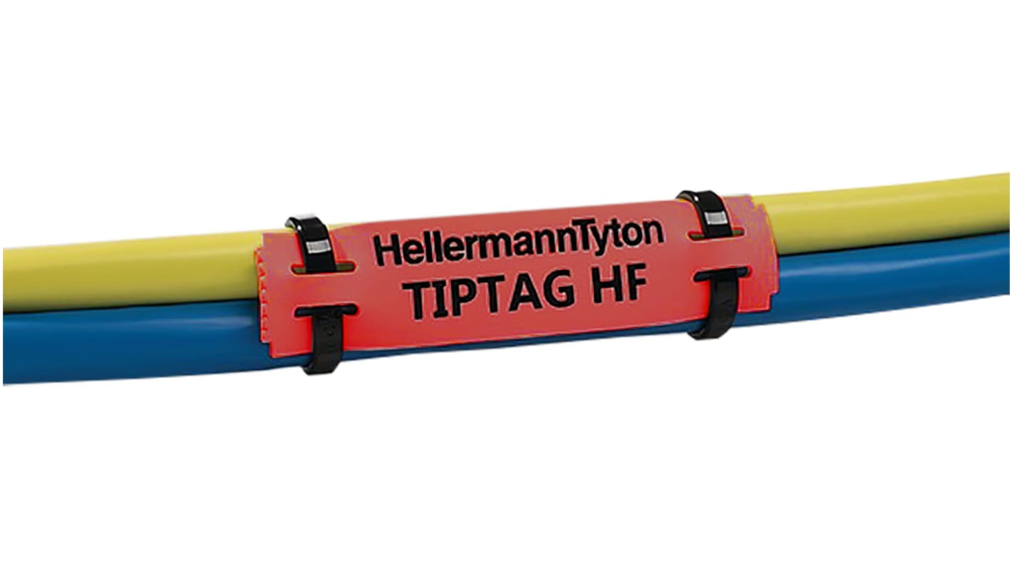HellermannTyton TIPTAG Kabeletiketten H. 11mm B. 100mm 120 auf Rot Schwarz Polyolefin