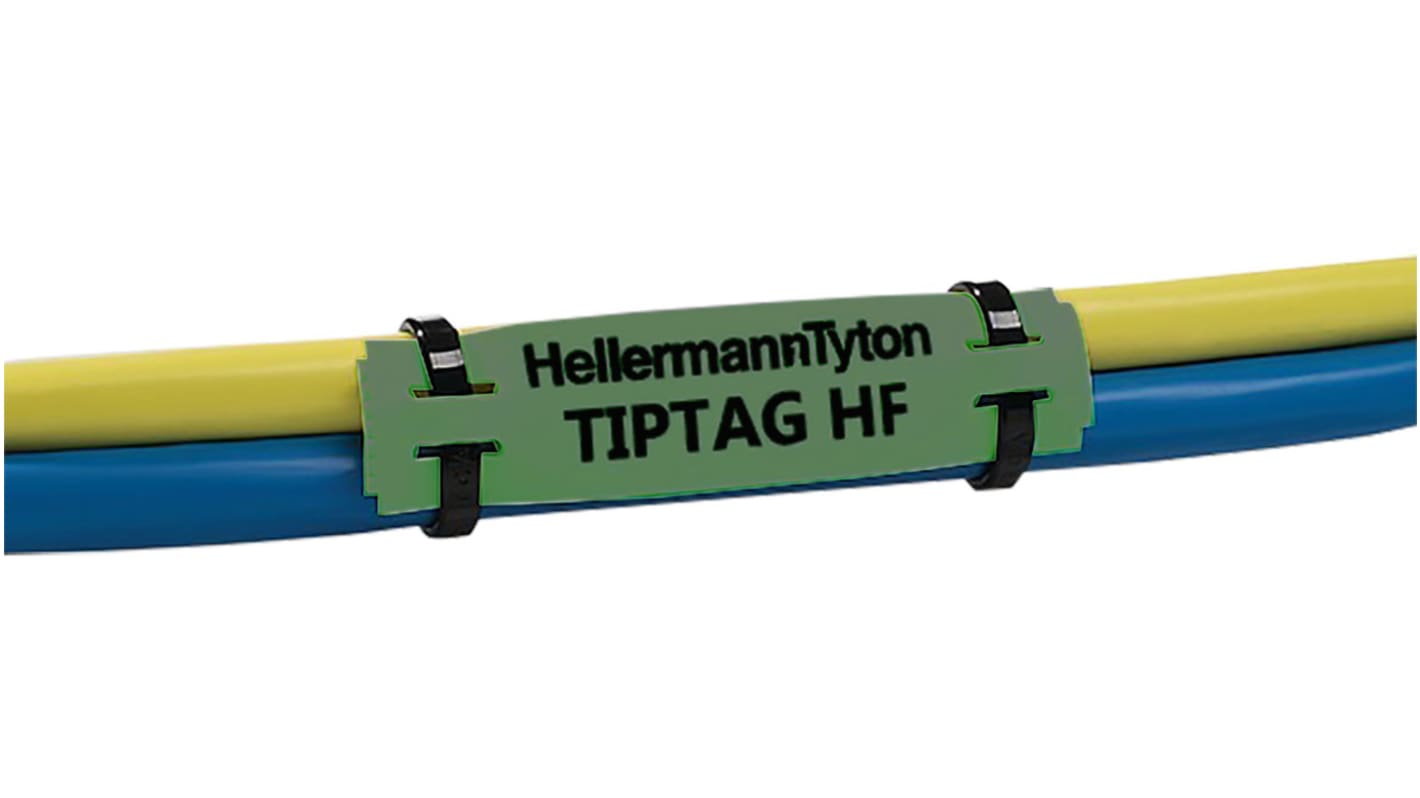 HellermannTyton TIPTAG Green Cable Labels, 100mm Width, 11mm Height, 120 Qty