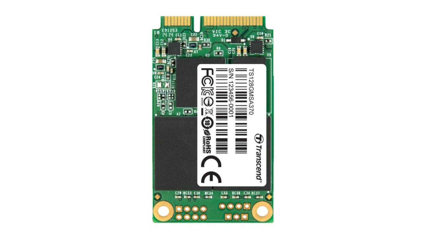 Transcend MSA370, mSATA Intern HDD-Festplatte SATA III Industrieausführung, MLC, 128 GB, SSD