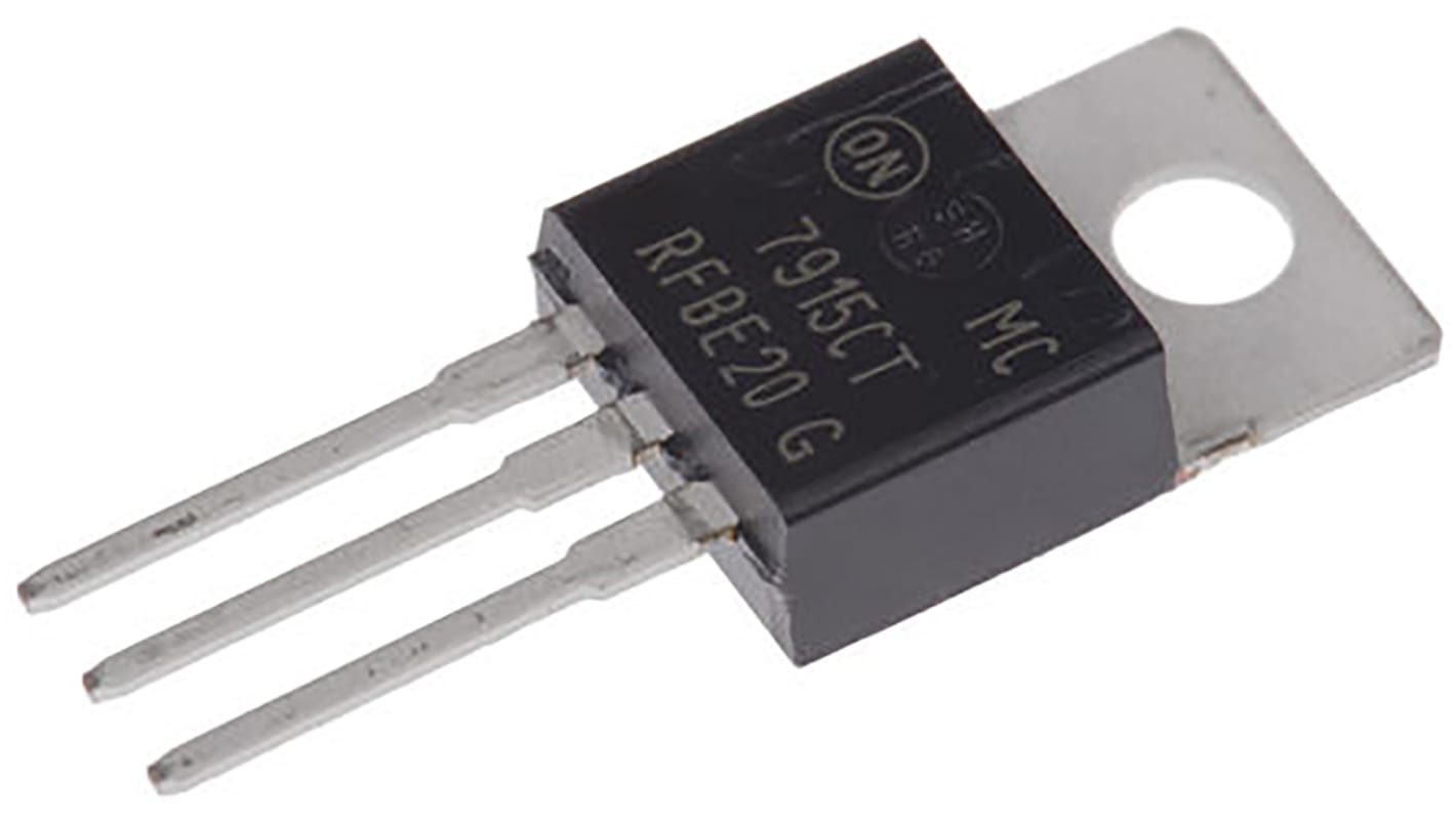 onsemi 线性稳压芯片, -15 V输出, 1A最大输出, 单路输出, TO-220, 3针, 通孔安装, 0 °C→+125 °C, ±4%精度