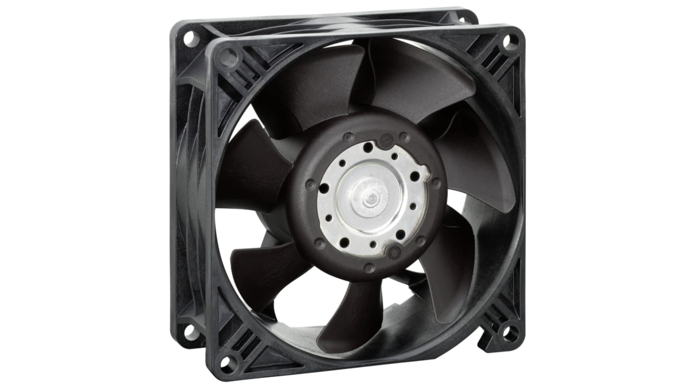 ebm-papst 3250 J - S-Panther Series Axial Fan, 24 V dc, DC Operation, 140m³/h, 3.2W, 322mA Max, 92 x 92 x 38mm