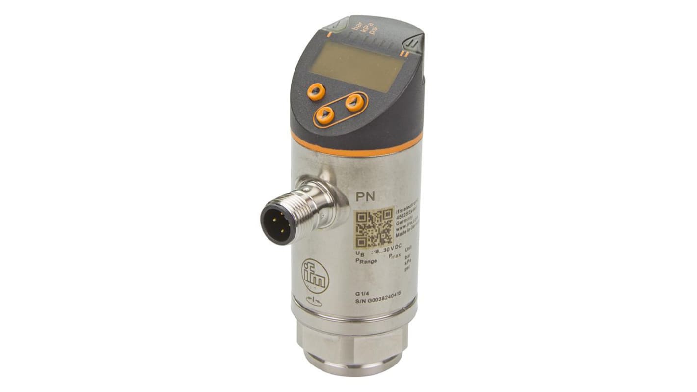 ifm electronic Pressure Sensor, 0bar Min, 100bar Max, Analogue + PNP-NO/NC Programmable Output, Relative Reading