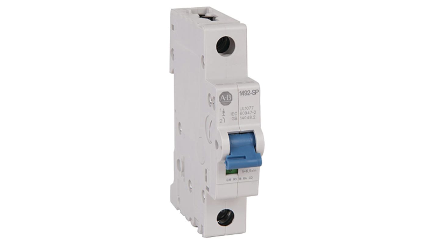 Allen Bradley 1492 1492-SPM MCB, 1P, 2A Curve D, 277V AC, 48V DC, 10 kA Breaking Capacity