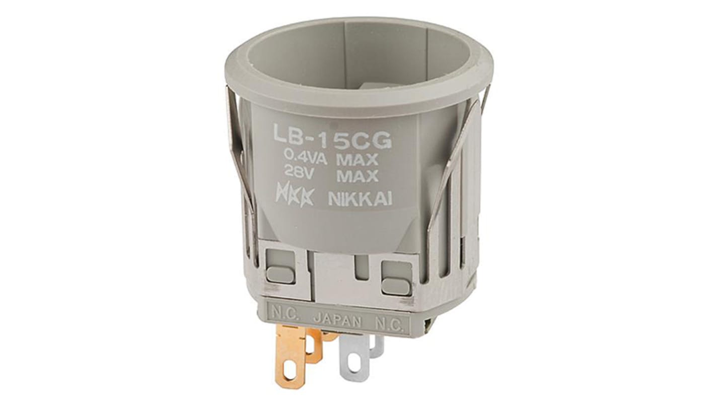 NKK Switches Push Button Switch, Momentary, Snap-In, 22mm Cutout, SPDT, 28V ac/dc, IP65