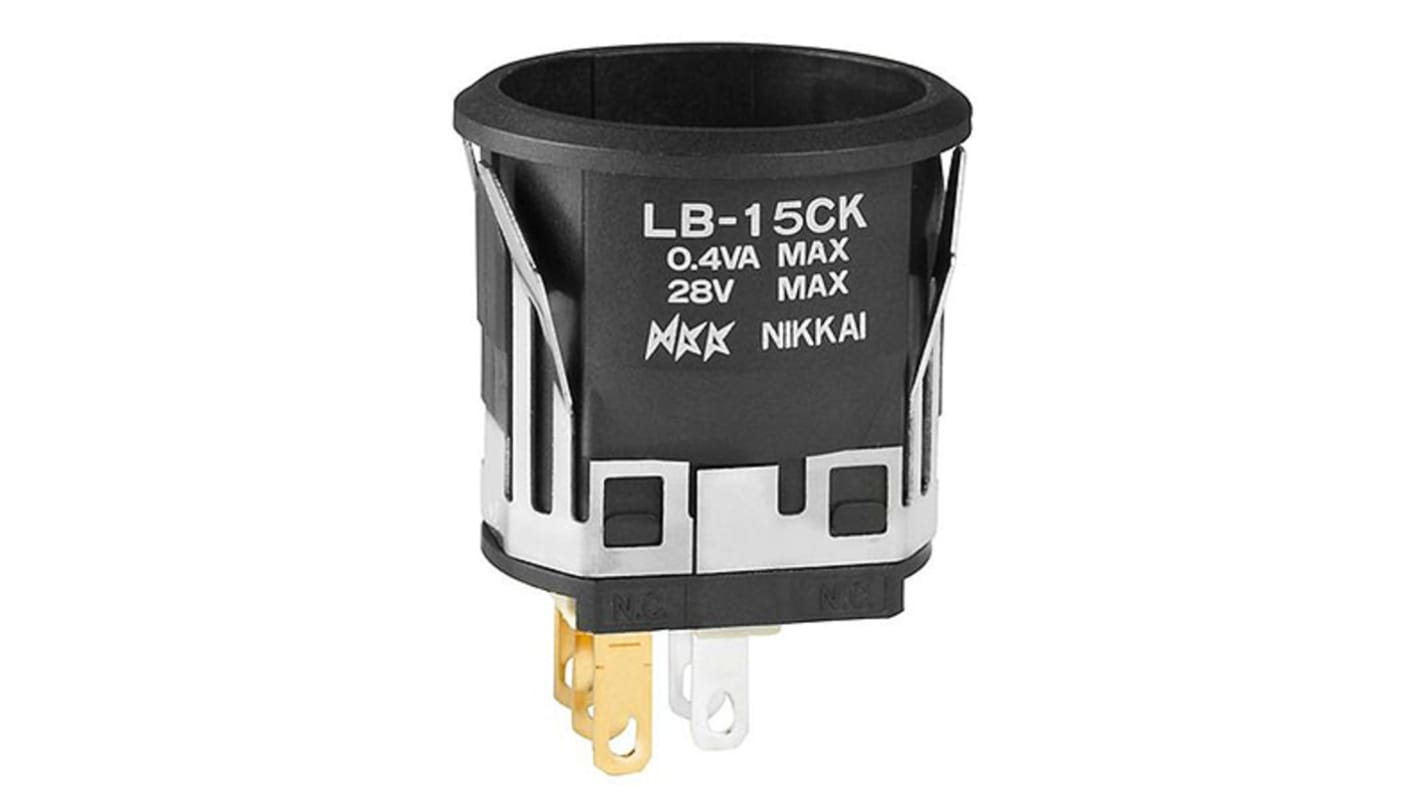NKK Switches Push Button Switch, Momentary, Snap-In, 22mm Cutout, SPDT, 30 V dc, 125V ac, IP65