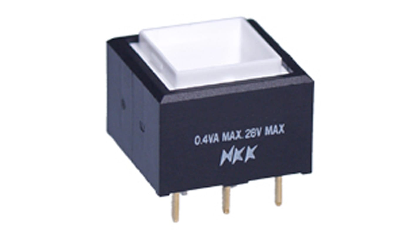 NKK Switches Illuminated Push Button Switch, Momentary, PCB, DPDT, Green LED, 28V ac/dc