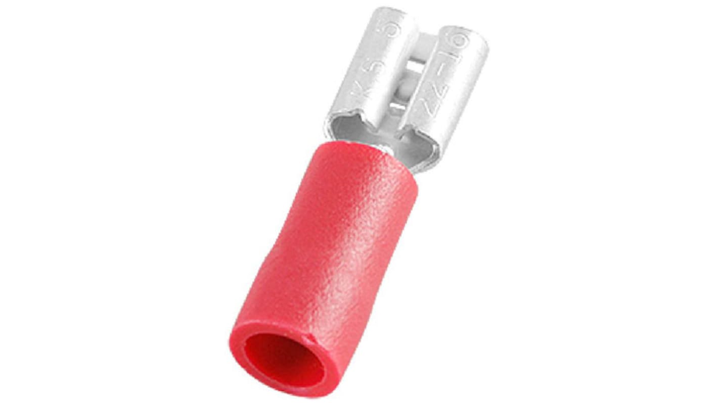 RS PRO Red Insulated Female Spade Connector, Double Crimp, 4.75 x 0.5mm Tab Size, 0.5mm² to 1.5mm²