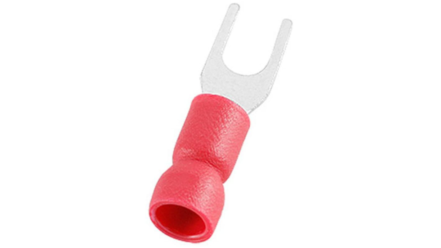 RS PRO Insulated Crimp Spade Connector, 0.5mm² to 1.5mm², 22AWG to 16AWG, M3.7 (#6) Stud Size Vinyl, Red