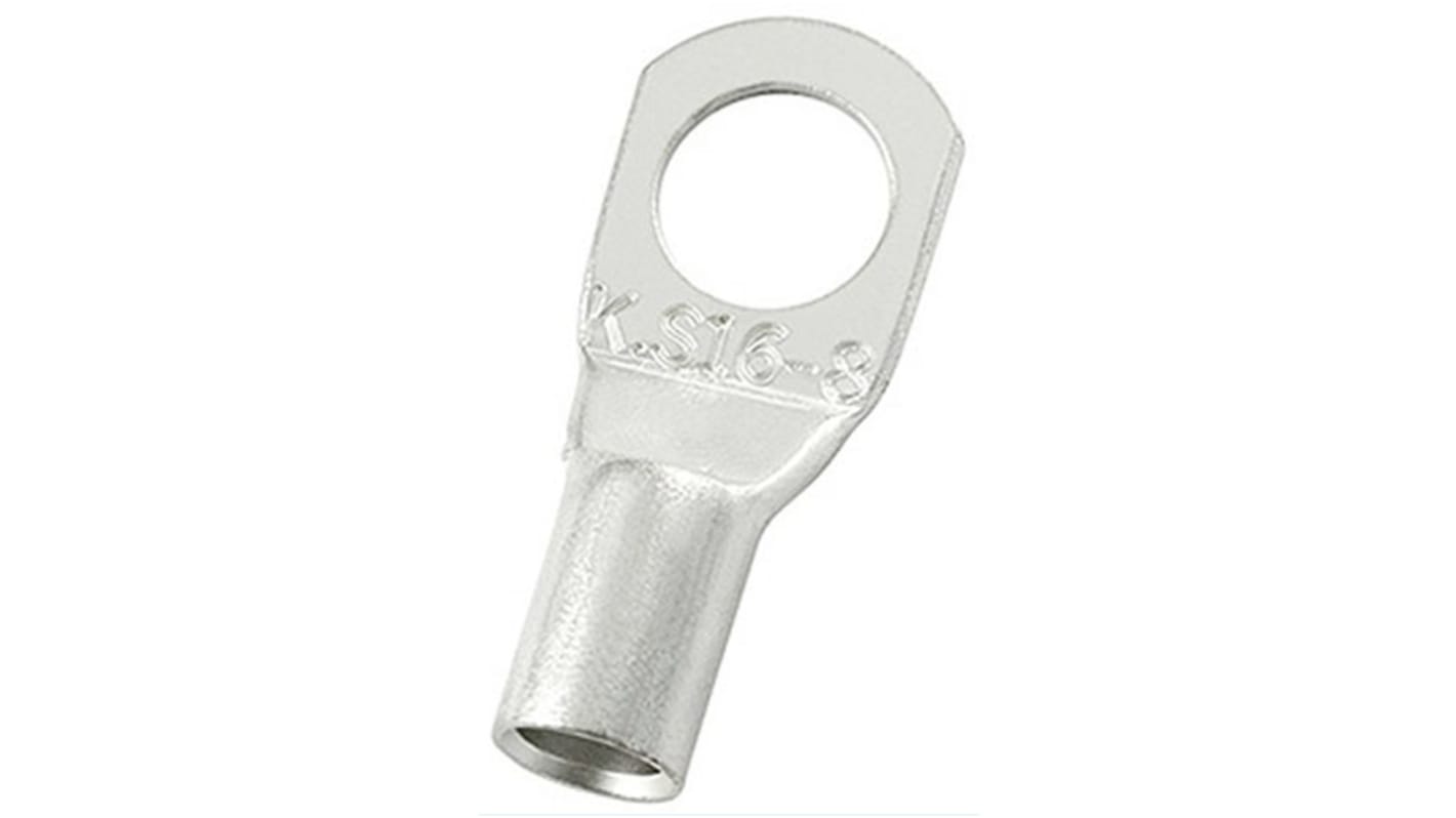 RS PRO Uninsulated Ring Terminal, M8 Stud Size, 16mm² to 16mm² Wire Size