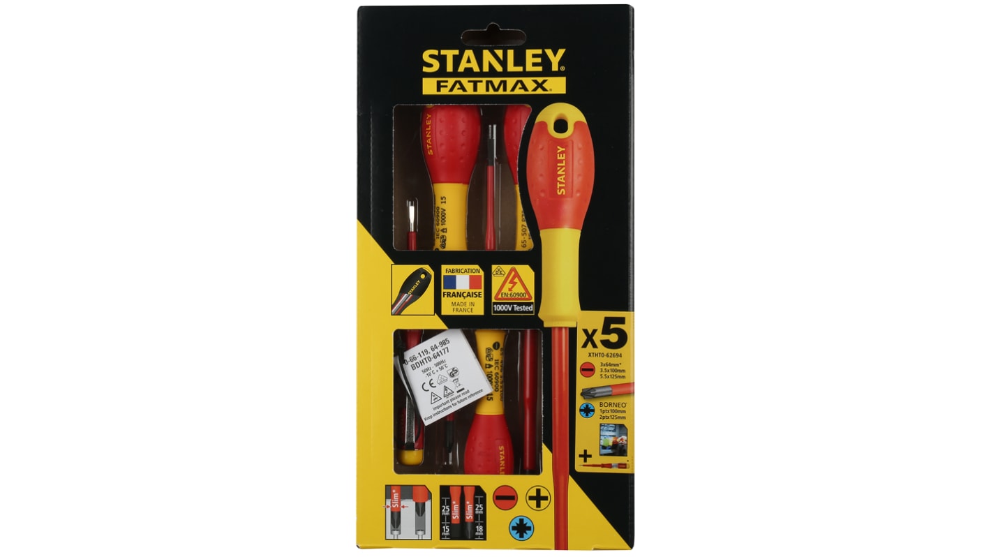 Stanley Pozidriv, Slotted Screwdriver Set, 5-Piece