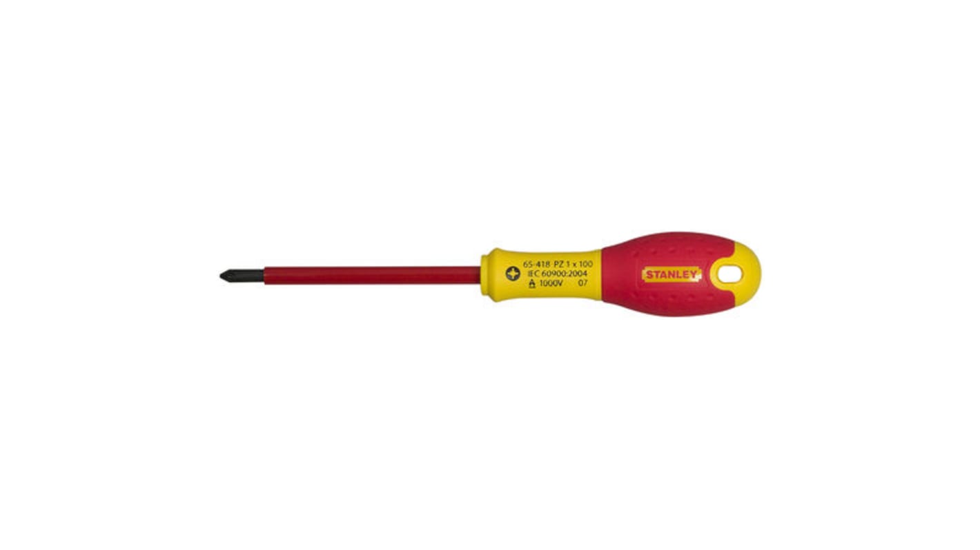 Stanley Pozidriv Insulated Screwdriver, PZ1 Tip, 100 mm Blade, VDE/1000V