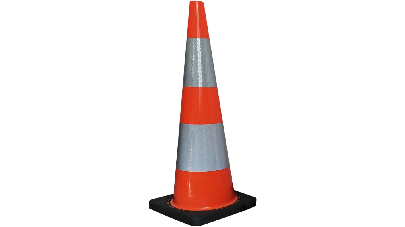 RS PRO Weighted Orange, White 900 mm PVC Traffic Cone