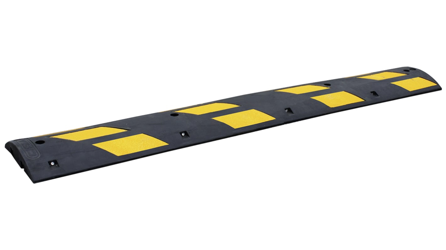 Dosso di rallentamento  Nero/Giallo in Gomma RS PRO, L. 300mm, Ø cavi 30mm , ad alta visibilità