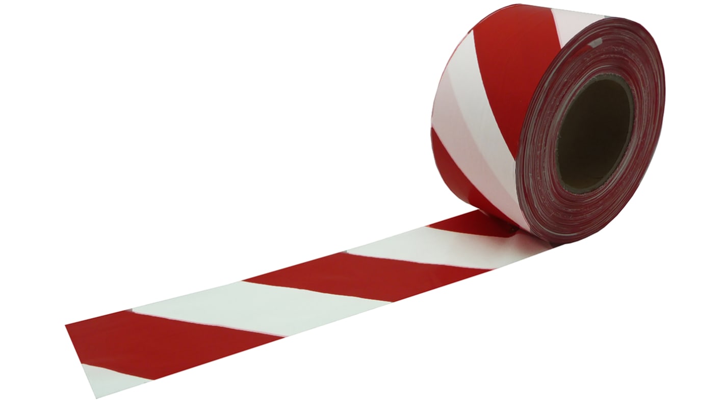 RS PRO RSNA 580 RB Polyethylen mit hoher Dichte Markierungsband Rot/Weiß Typ , Stärke 0.025mm, 75mm x 500m
