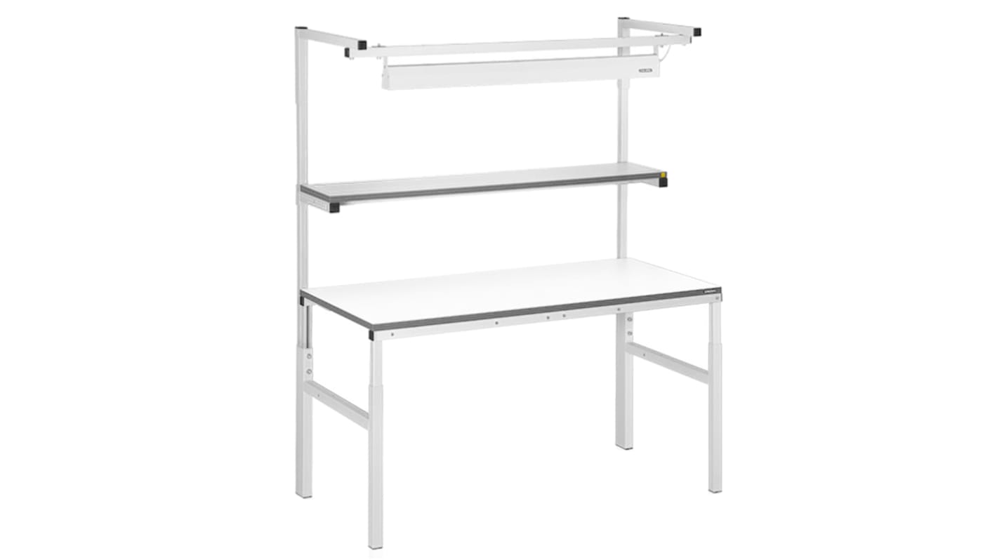 Banco di lavoro con ripiano RS PRO x 1500mm x 650 → 900 mm, 1080 → 1550 mm, carico 300kg