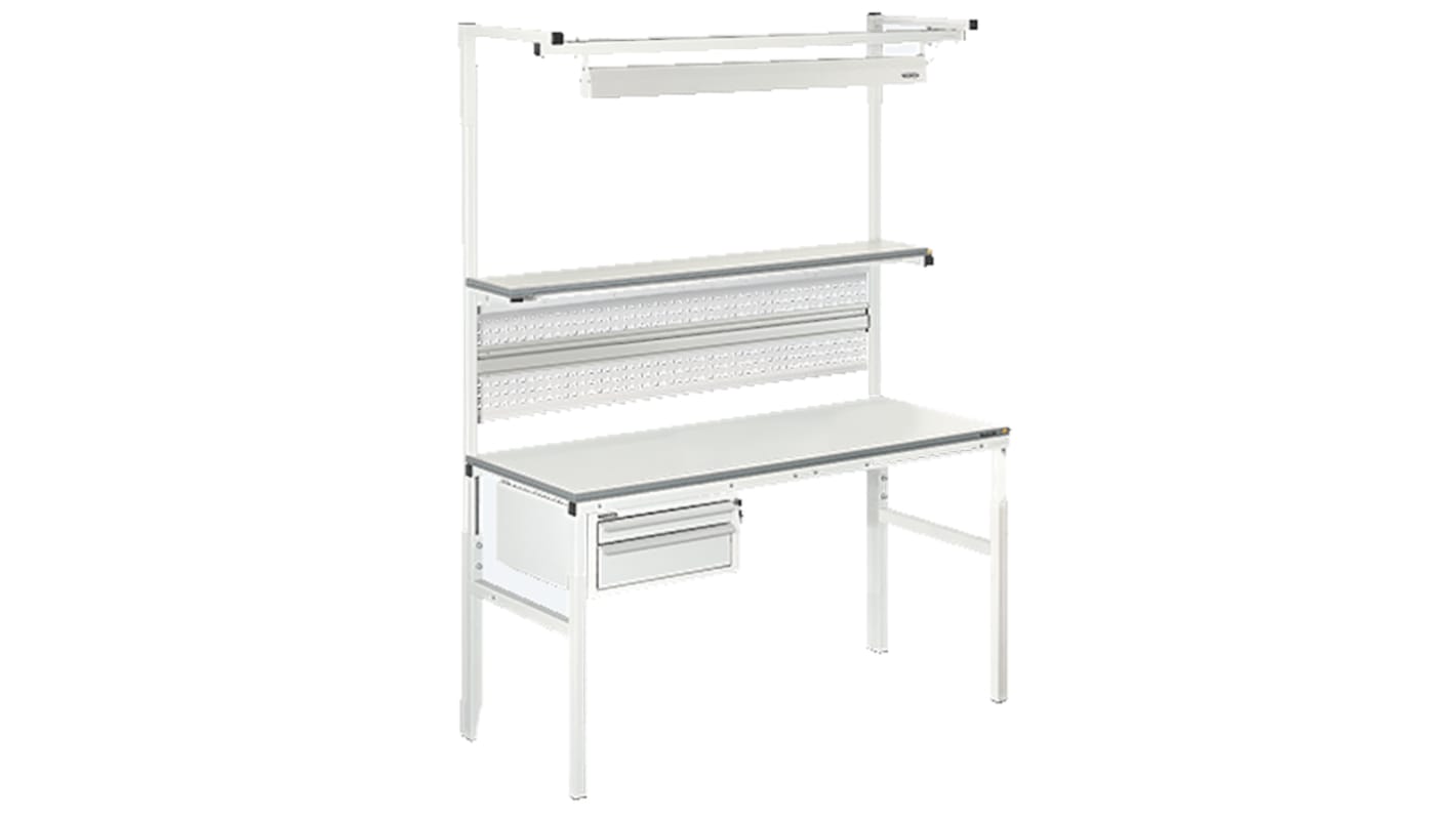 RS PRO Workbench, 300kg Max Load, Adjustable Height, 650 → 900mm x 1500mm x 700mm