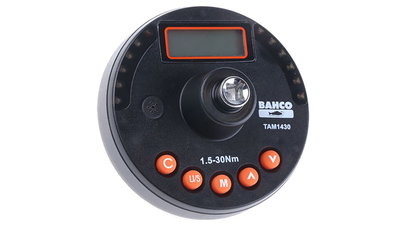 Bahco Digital Torque Tester, 1 to 22 lbf-ft, 1.5 to 30 Nm, 13 to 266lbf/in, Square: 1/4in Drive, ±4 % Accuracy - RS