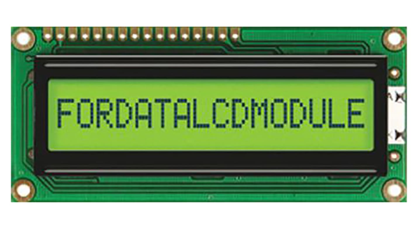 Fordata FC1601E01-FHYYBW-51SE FC Alphanumeric LCD Alphanumeric Display, Green, Yellow on Yellow-Green, 1 Row by 16