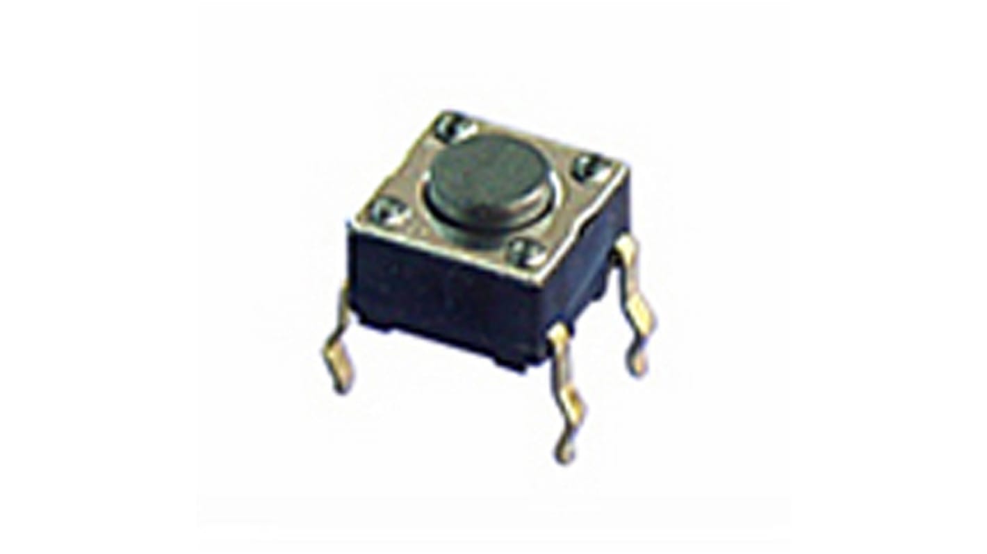 NKK Switches Black Flat Button Tactile Switch, SPST 100 mA 0.8mm Through Hole