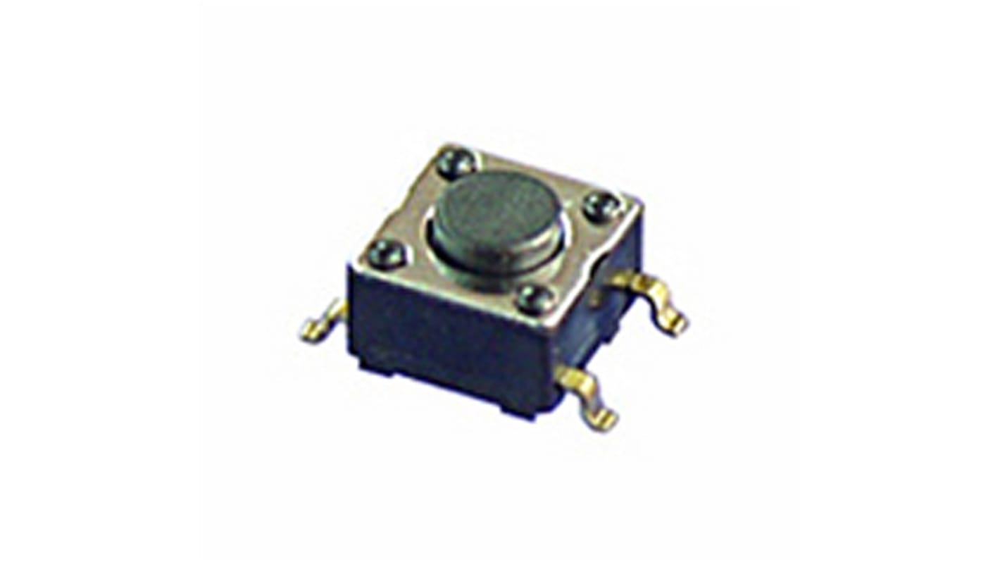 NKK Switches フラットボタン オフ-オン(モメンタリ) タクタイルスイッチ, 1.6 N, 100 mA, 表面実装