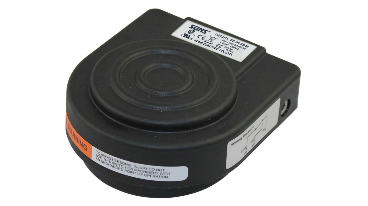 RS PRO Foot Switch Momentary Foot Switch - Die Cast Zinc Case Material, SP-CO, 20 A Contact Current, 125V Contact