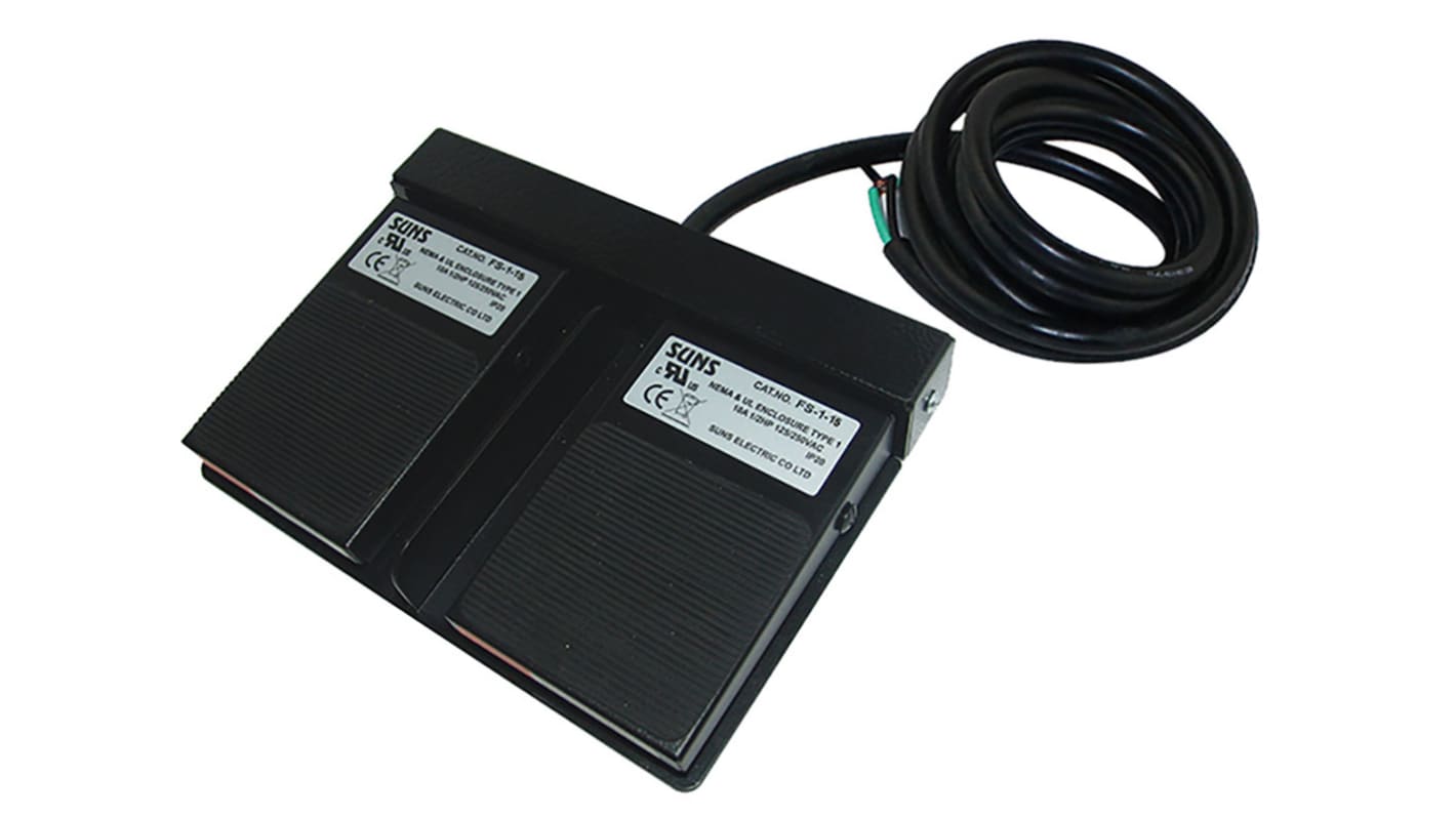 RS PRO Light Duty Momentary Foot Switch - Steel Case Material, DPST, 15 A Contact Current, 250V Contact Voltage