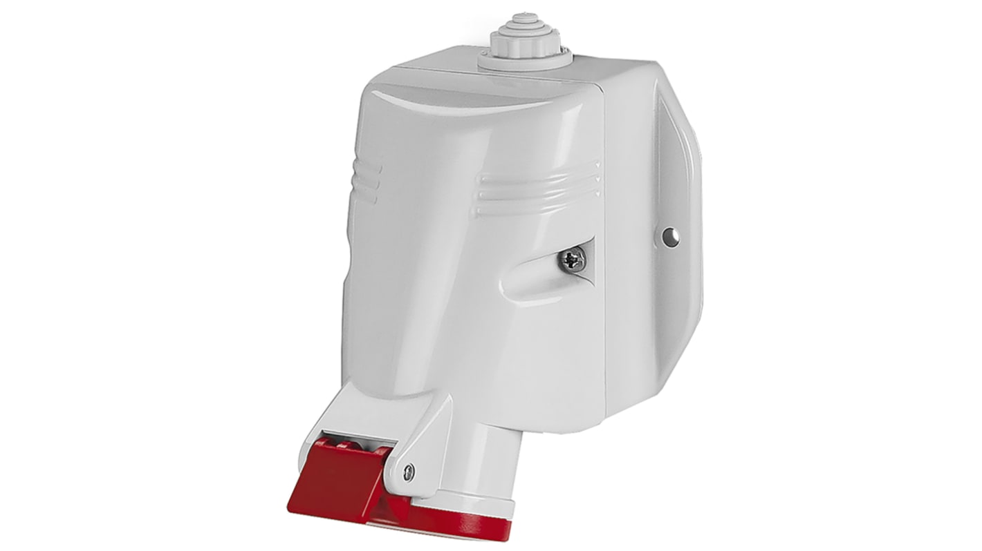 Scame IP44 Red Wall Mount 3P + N + E Industrial Power Socket, Rated At 63A, 415 V