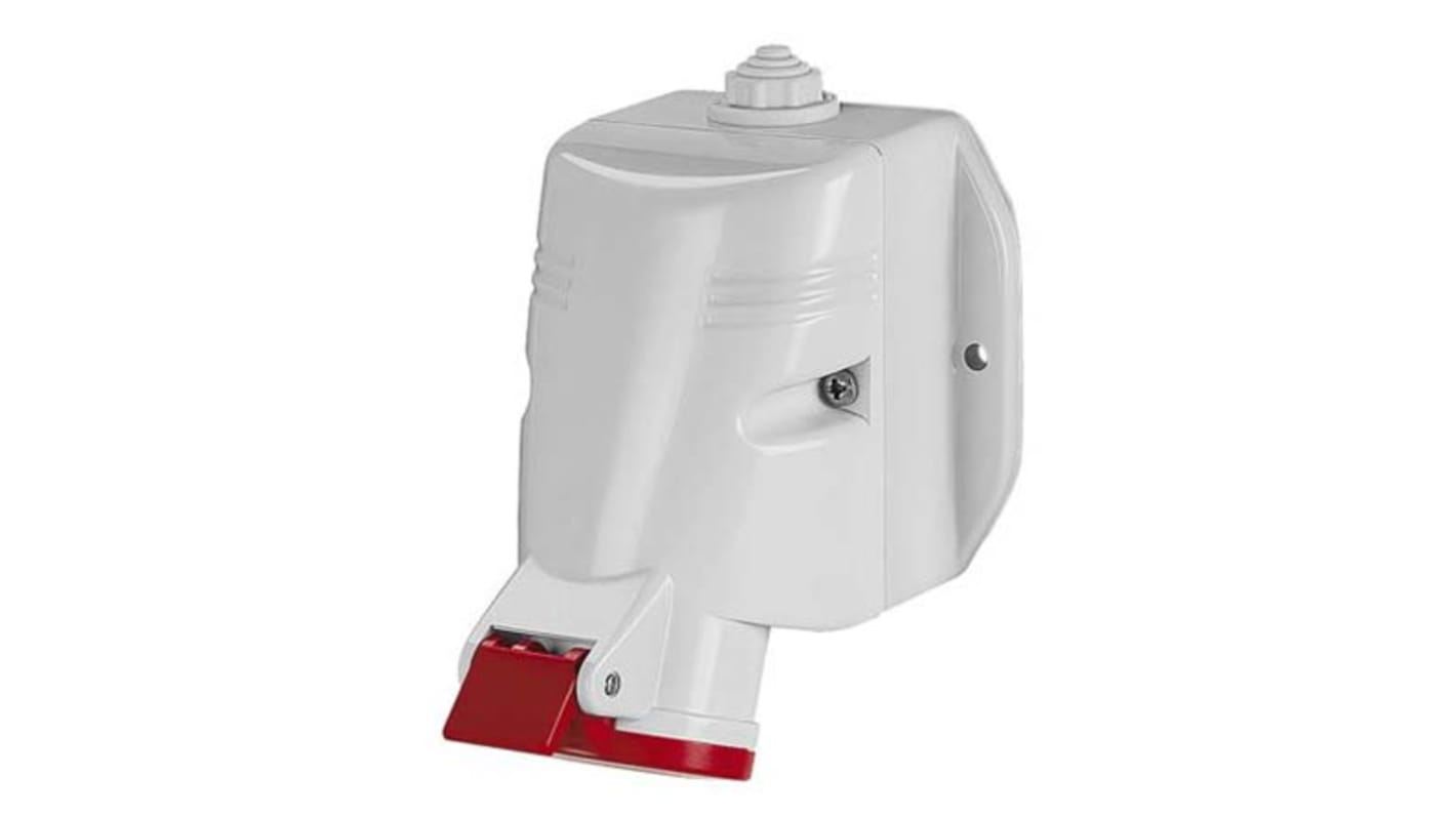 Scame IP67 Red Wall Mount 3P + E Industrial Power Socket, Rated At 63A, 415 V