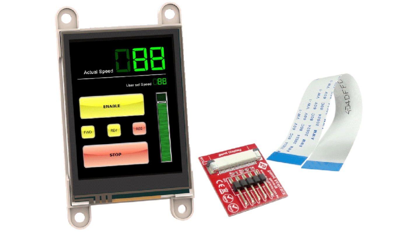 4D Systems Farb-LCD 2.8Zoll Seriell mit Touch Screen Resistiv, 240 x 320pixels, 43 x 58mm 4 → 5,5 V LED