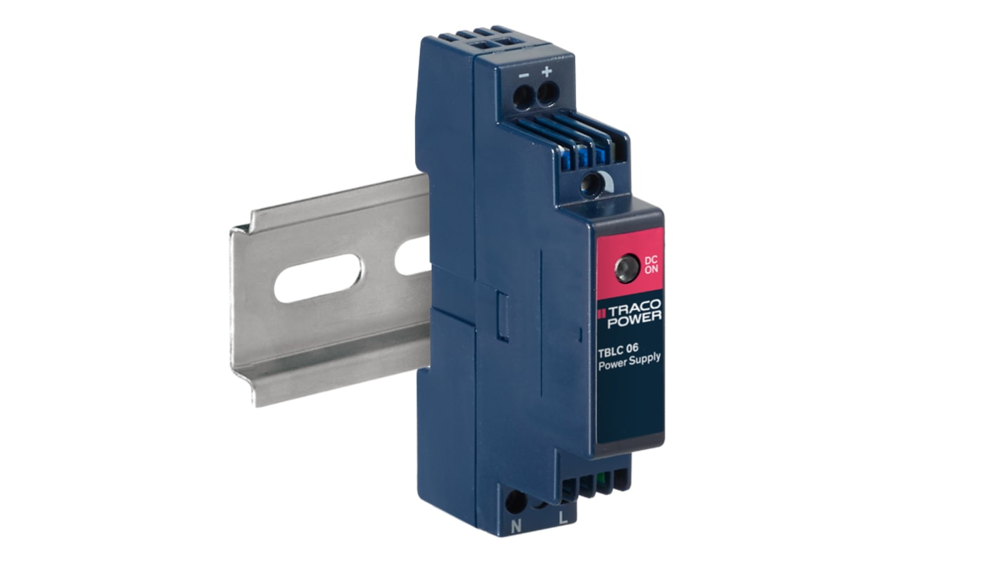 TRACOPOWER TBLC 06 Switched Mode DIN Rail Power Supply, 85 → 264V ac ac Input, 5V dc dc Output, 1.2A Output, 6W
