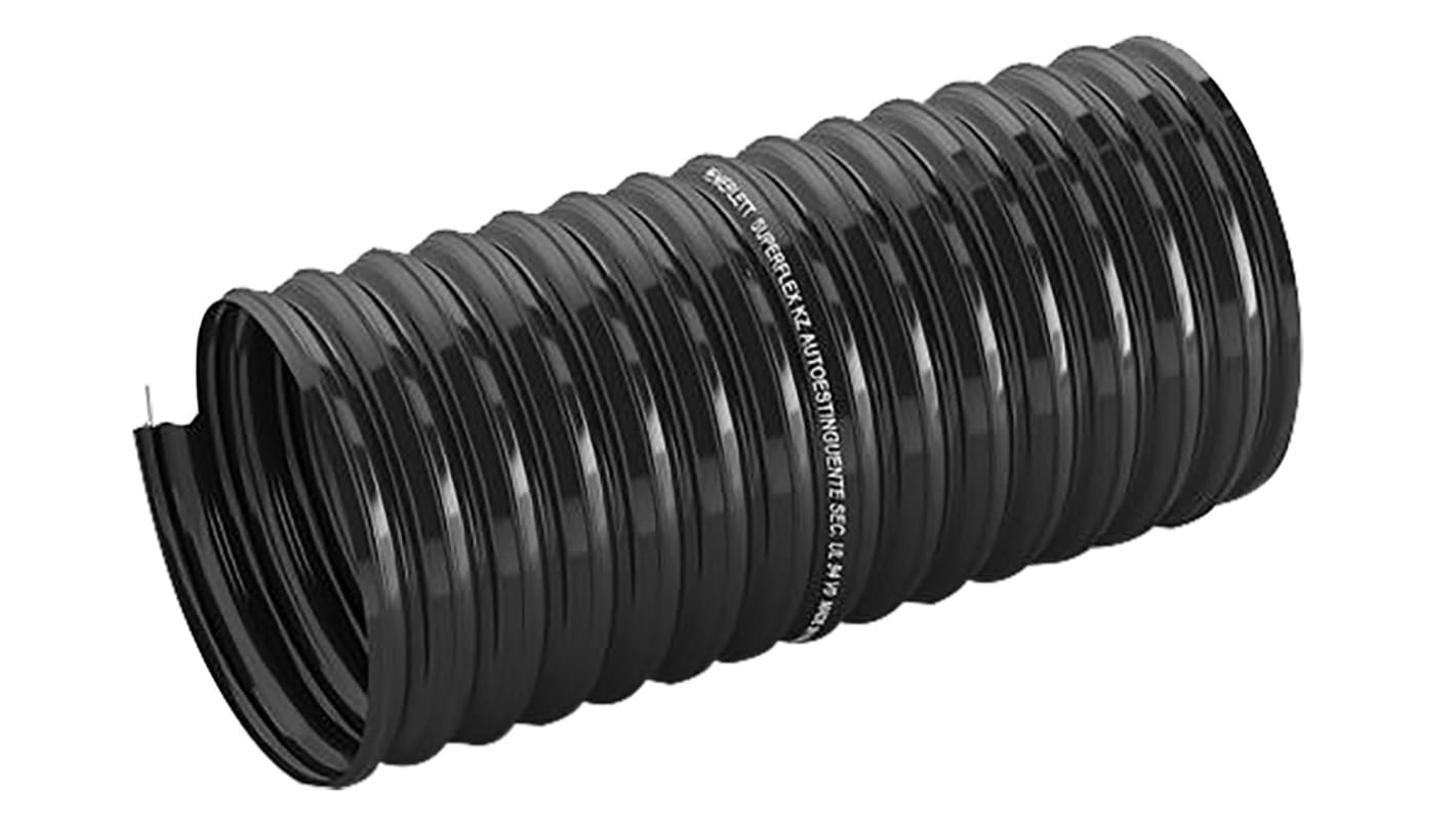 Contitech Black PVC Reinforced Flexible Ducting, 10m, 50mm Bend Radius